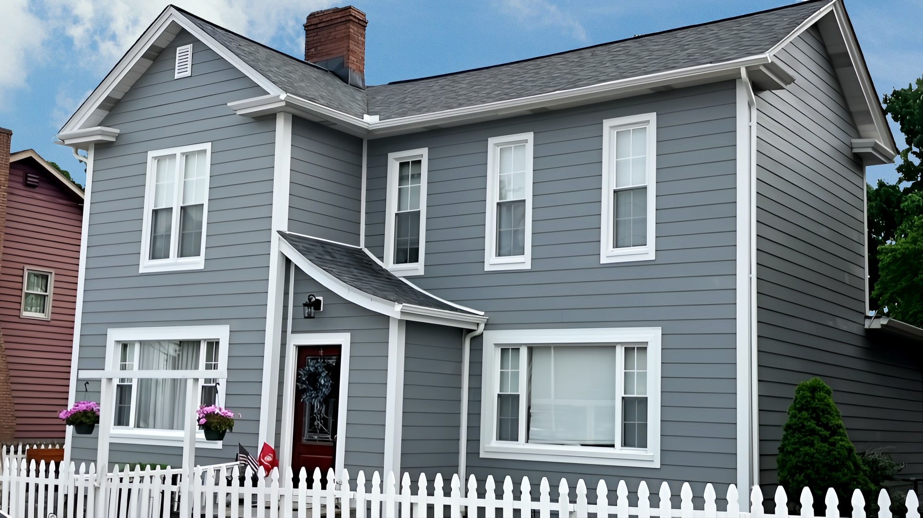 after new gray siding and new roof